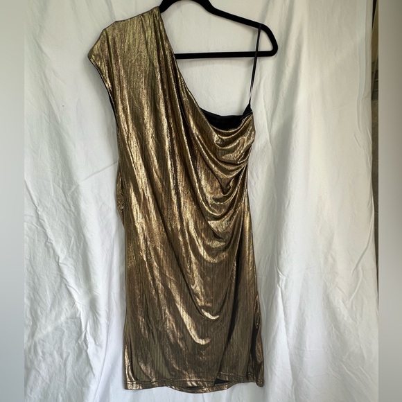 Grace Karin One-Shoulder Metallic Gold Dress - Size XL - Picture 7 of 8